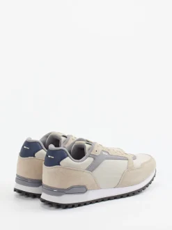 Boss – Retro-Sneaker aus Veloursleder und Mesh beige