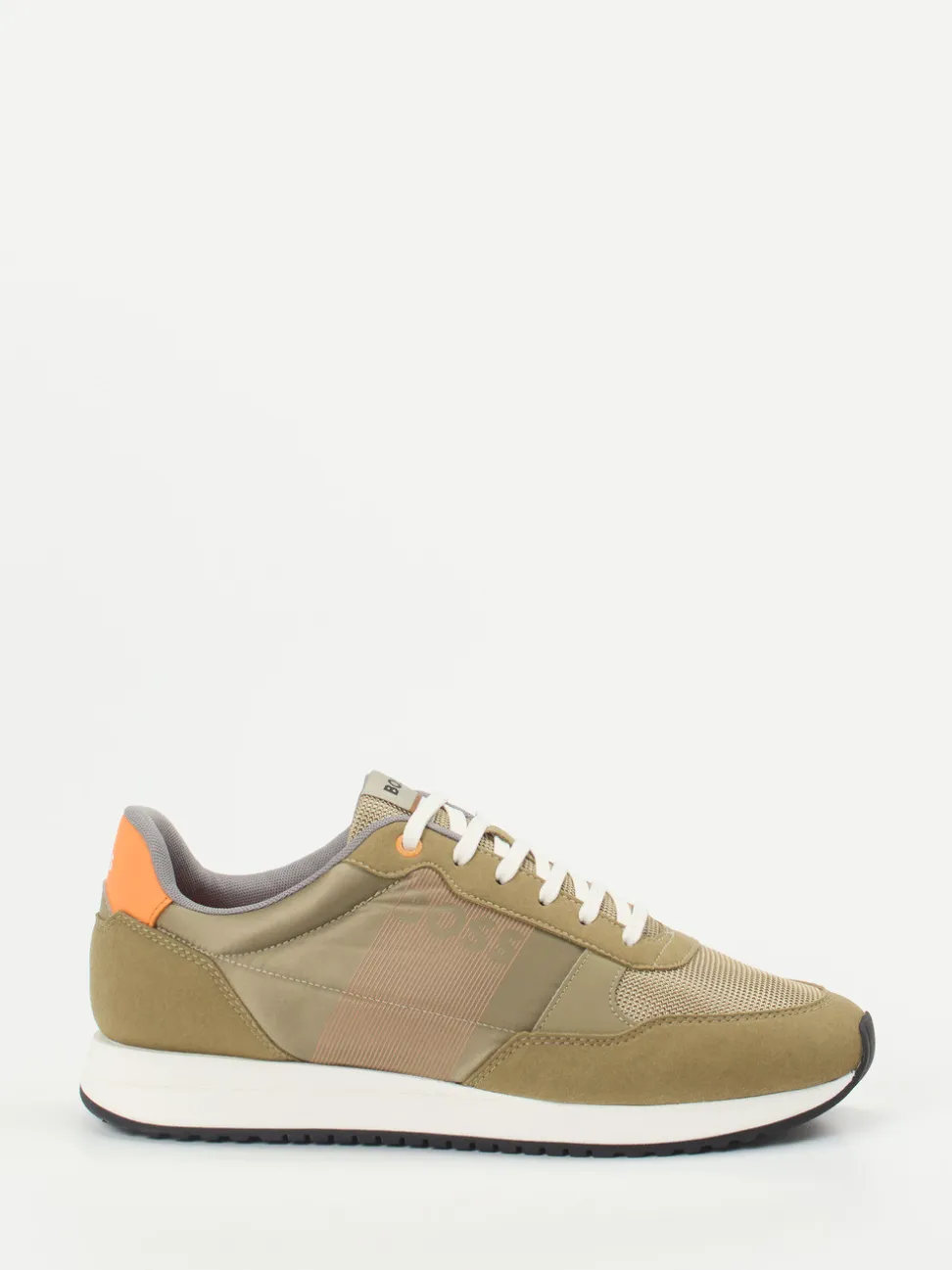 Boss – Retro-Sneaker aus Veloursleder Khaki