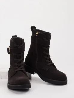 Boss – Schnürboots aus Veloursleder dunkelbraun