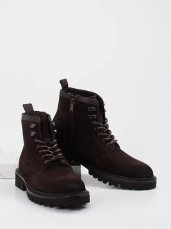 Boss – Schnürboots aus Veloursleder dunkelbraun