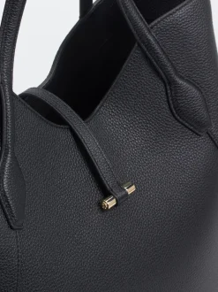 Boss – Shopper aus Kalbleder in Schwarz