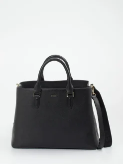 Boss – Shopper aus Kalbleder in Schwarz