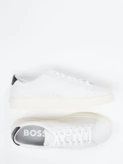 Boss – Sneaker aus Glattleder in Offwhite