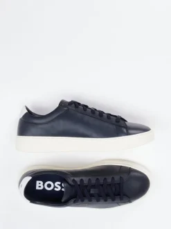 Boss – Sneaker aus Glattleder in Dunkelblau