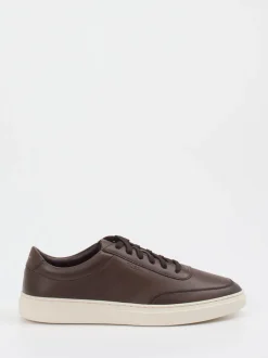 Boss – Sneaker aus Kalbleder in Dunkelbraun