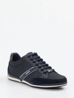 Boss – Sneaker aus Kalbleder und Velours dunkelblau