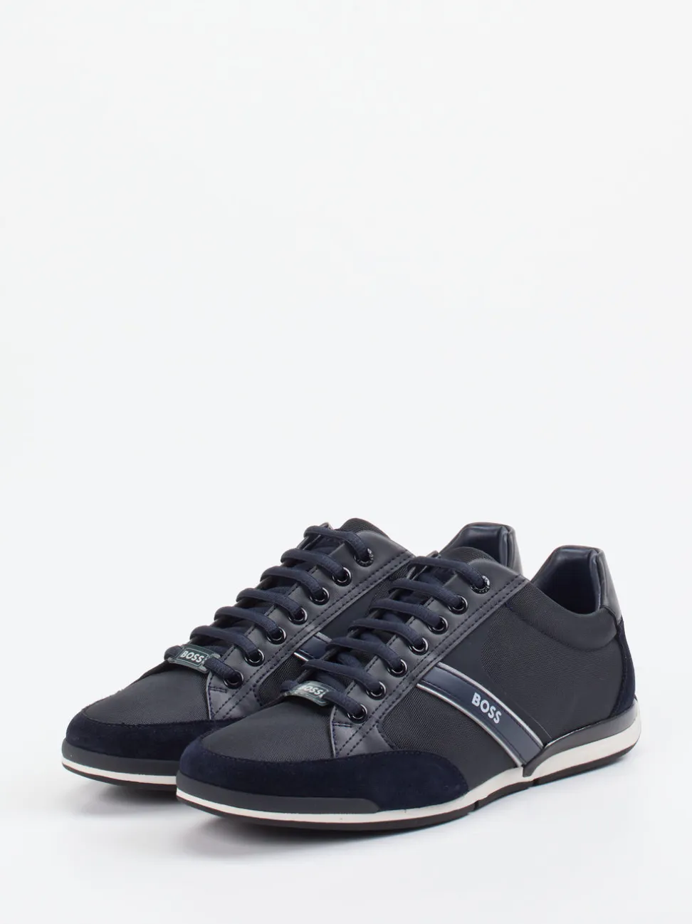 Boss – Sneaker aus Kalbleder und Velours dunkelblau