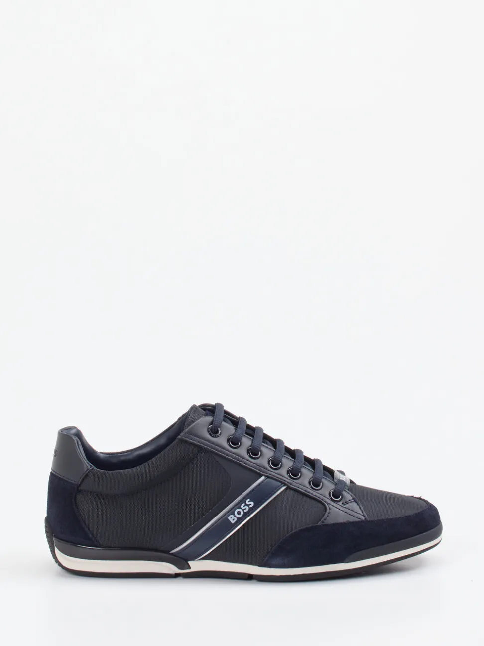 Boss – Sneaker aus Kalbleder und Velours dunkelblau
