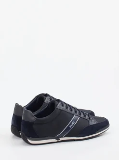 Boss – Sneaker aus Kalbleder und Velours dunkelblau