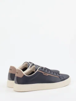 Boss – Sneaker aus Kalbleder in Dunkelblau