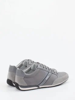 Boss – Sneaker aus Kalbleder und Veloursleder grau