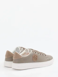 Boss – Sneaker aus Kalbleder in Taupe