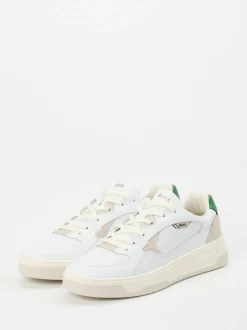 Boss – Sneaker aus Leder in Weiß mit Farbdetails