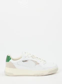 Boss – Sneaker aus Leder in Weiß mit Farbdetails