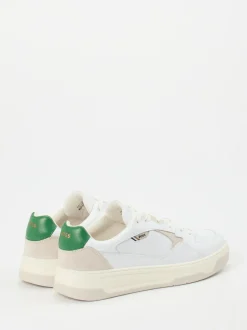 Boss – Sneaker aus Leder in Weiß mit Farbdetails
