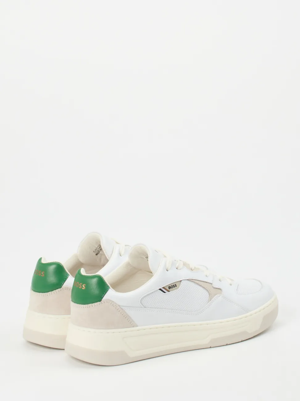 Boss – Sneaker aus Leder in Weiß mit Farbdetails