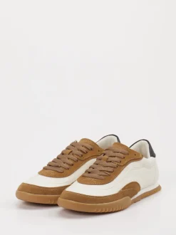 Boss – Sneaker aus Leder-Mix Offwhite Cognac