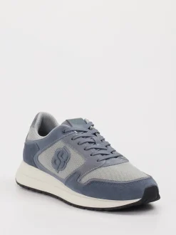 Boss – Sneaker aus Mesh und Veloursleder stahlblau