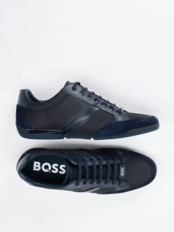 Boss – Sneaker aus Synthetik und Veloursleder Dunkelblau