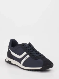 Boss – Sneaker aus Textil und Veloursleder Dunkelblau
