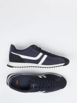 Boss – Sneaker aus Textil und Veloursleder Dunkelblau