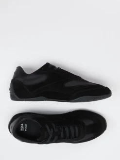 Boss – Sneaker aus Velour und Mesh Schwarz