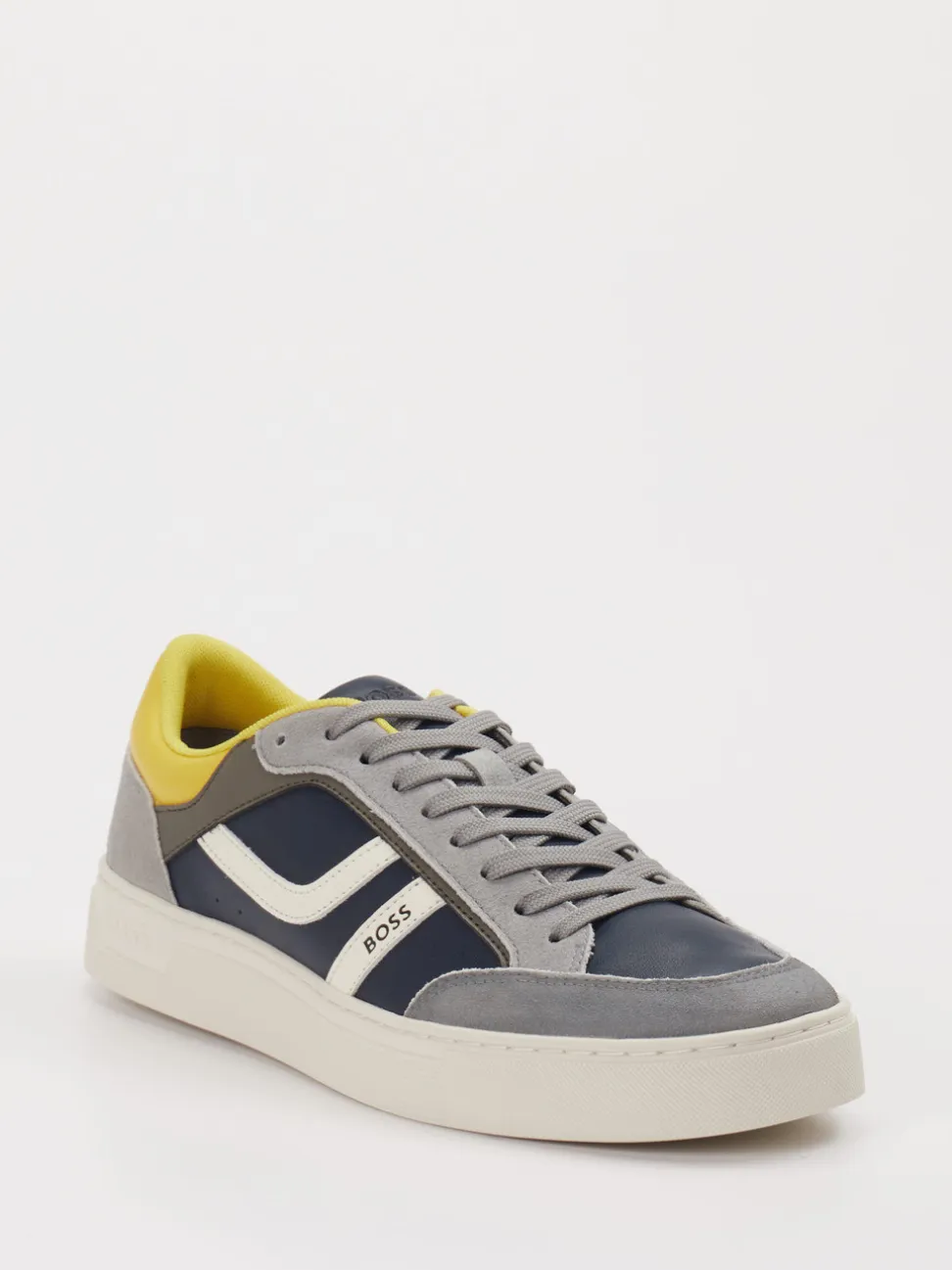 Boss – Sneaker aus Velour/Leder in Dunkelblau