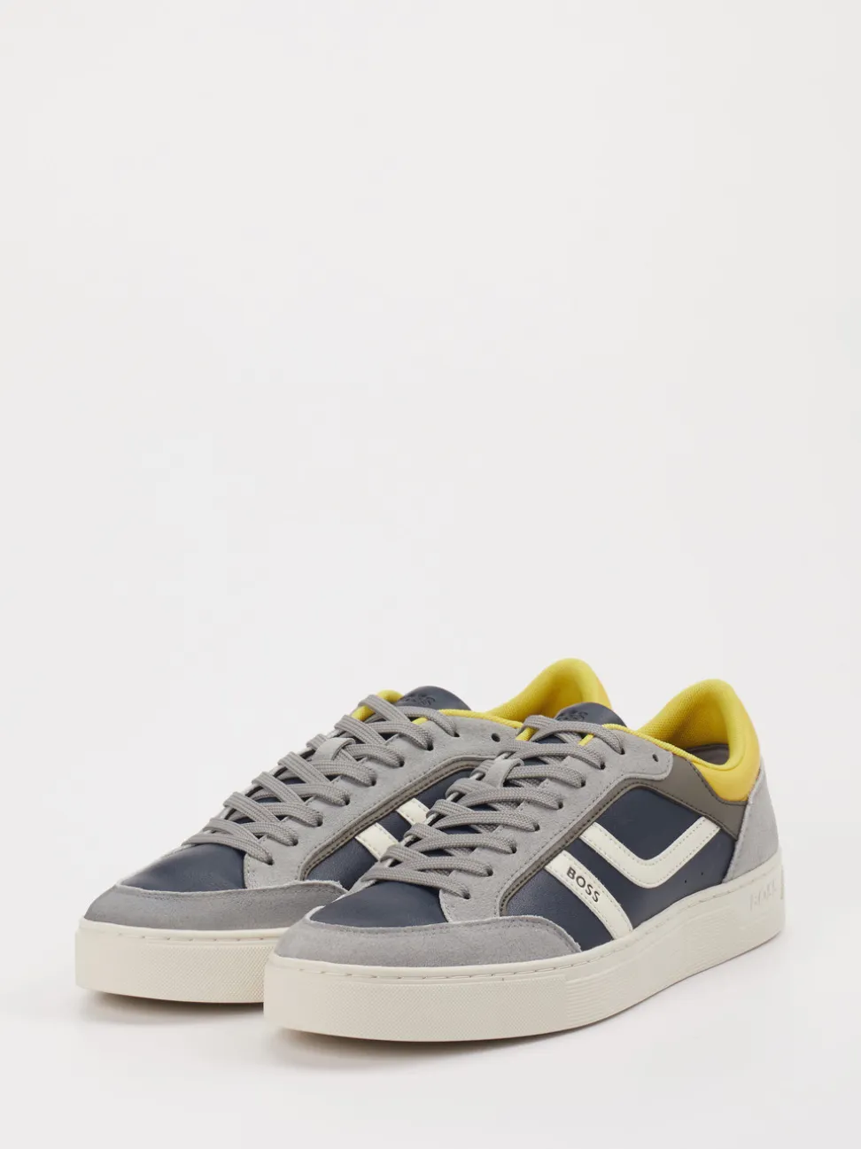 Boss – Sneaker aus Velour/Leder in Dunkelblau