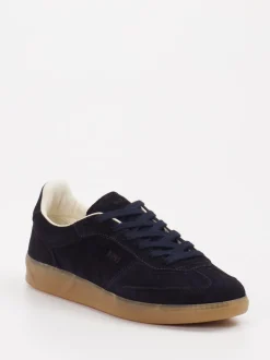 Boss – Sneaker aus Veloursleder Dunkelblau