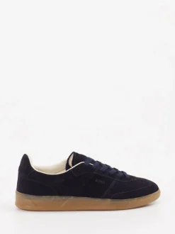 Boss – Sneaker aus Veloursleder Dunkelblau