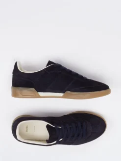 Boss – Sneaker aus Veloursleder Dunkelblau