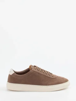 Boss – Sneaker aus Veloursleder taupefarben