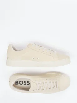 Boss – Sneaker aus Veloursleder beige