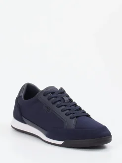 Boss – Sneaker aus Veloursleder und Textil blau