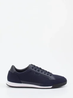 Boss – Sneaker aus Veloursleder und Textil blau