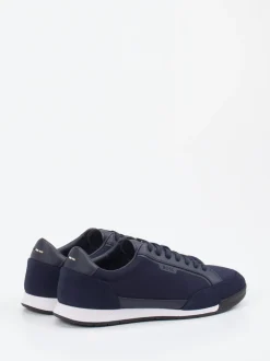 Boss – Sneaker aus Veloursleder und Textil blau