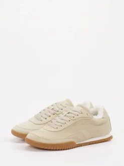 Boss – Sneaker aus Veloursleder Beige