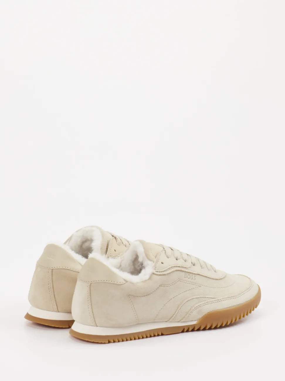 Boss – Sneaker aus Veloursleder Beige