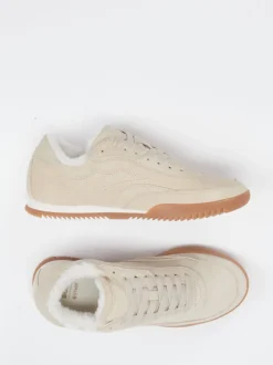 Boss – Sneaker aus Veloursleder Beige
