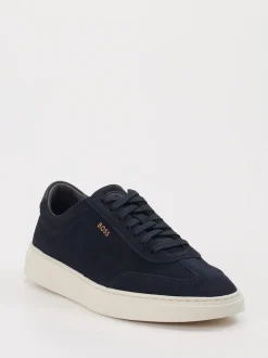 Boss – Sneaker aus Veloursleder Dunkelblau
