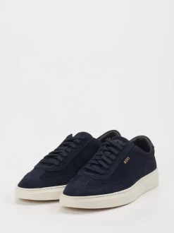 Boss – Sneaker aus Veloursleder Dunkelblau