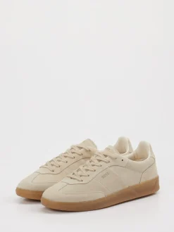 Boss – Sneaker aus Veloursleder Beige