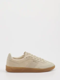 Boss – Sneaker aus Veloursleder Beige