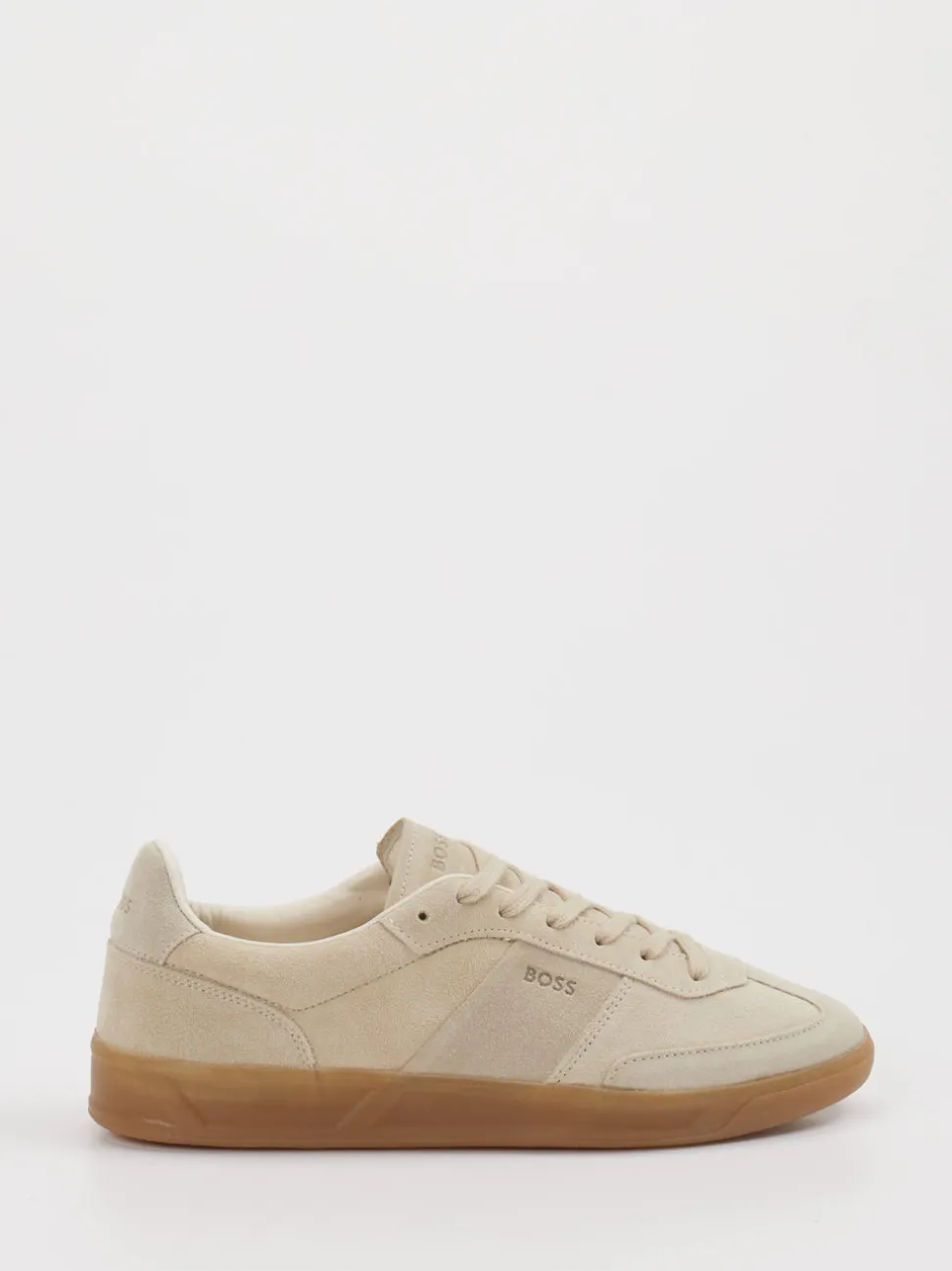 Boss – Sneaker aus Veloursleder Beige