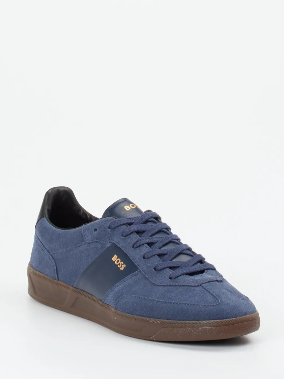 Boss – Sneaker aus Veloursleder Dunkelblau