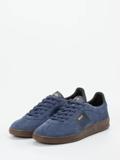 Boss – Sneaker aus Veloursleder Dunkelblau