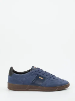 Boss – Sneaker aus Veloursleder Dunkelblau