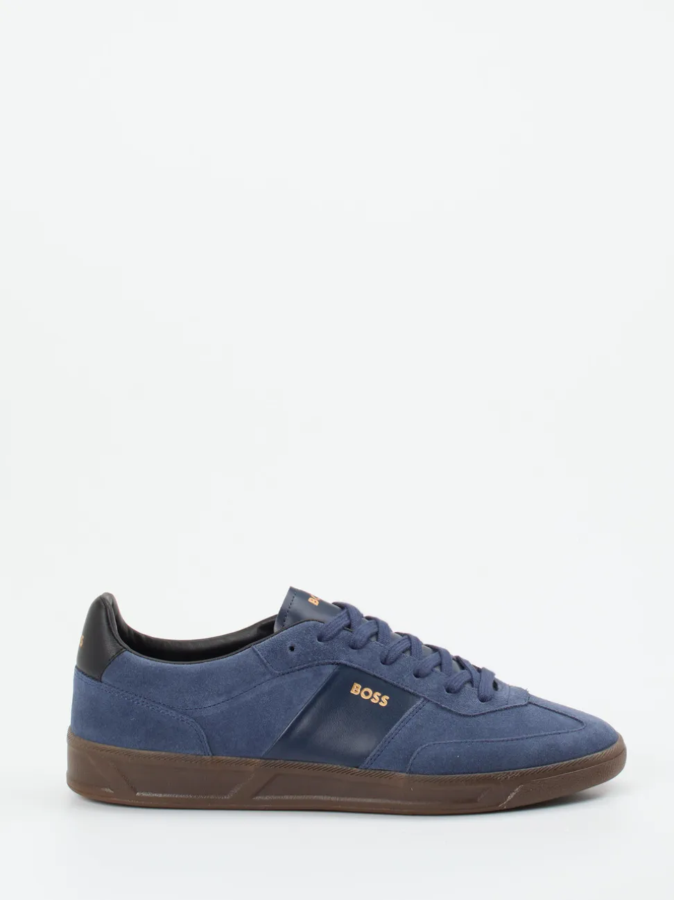 Boss – Sneaker aus Veloursleder Dunkelblau