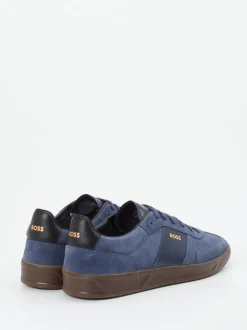 Boss – Sneaker aus Veloursleder Dunkelblau