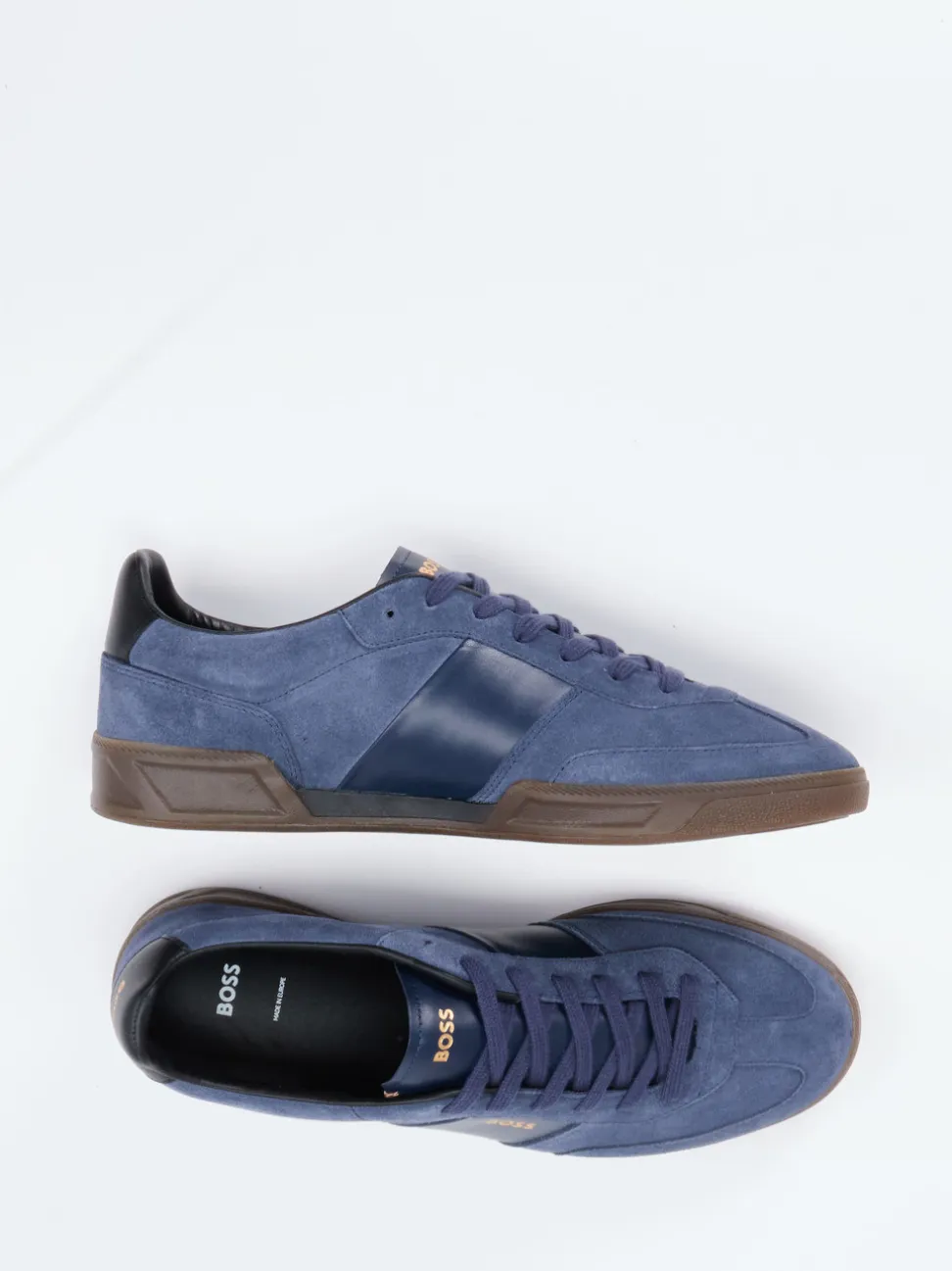 Boss – Sneaker aus Veloursleder Dunkelblau